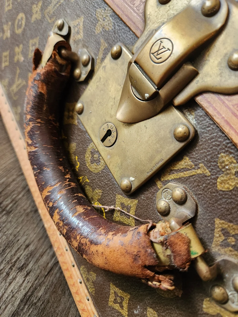 Louis Vuitton Brown Monogram Travel Trunk Panel with Gold Motif